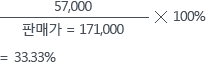 판매가(171,000)/57,000x100%=33.33%